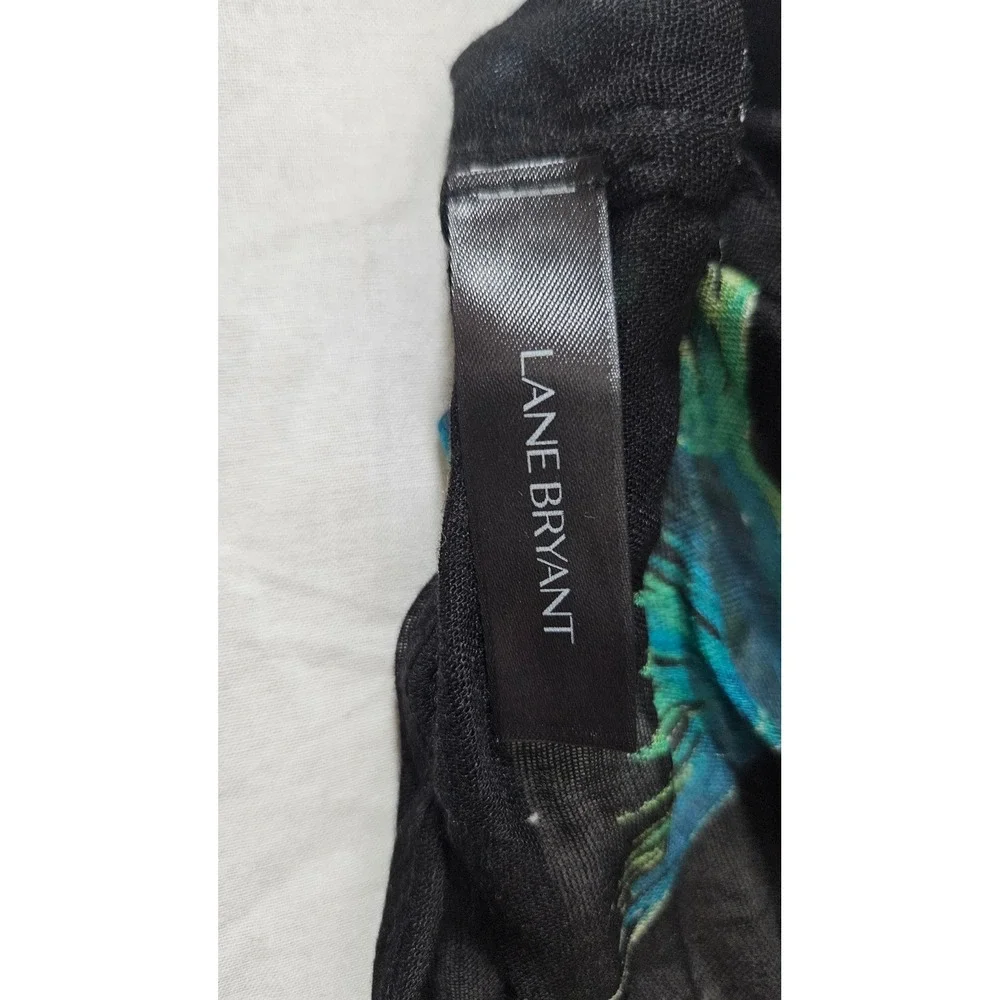 Lane Bryant Hummingbird Print Scarf Black Viscose Tassel Trim Lightweight Wrap